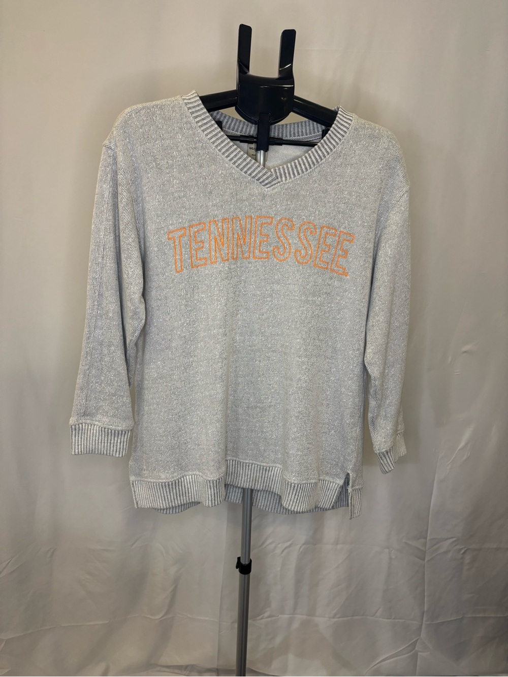 Light Gray V-Neck 'Tennessee' Embroidered Pullover Sweater - Women's